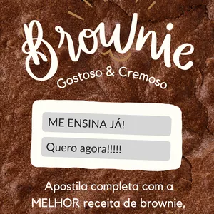 Imagem de capa para o Ebook Apostila completa com a MELHOR receita de brownie, recheios sugestivos e dicas EXTRAS sobre brownie!