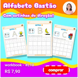 Imagem principal do produto ALFABETO BASTÃO - Pontilhar e Copiar -  Workbook #L10