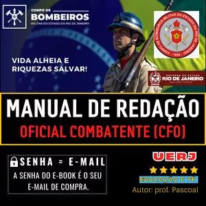 Imagem de capa para o Ebook (CBMERJ) - MANUAL DE REDAÇÃO CONCURSO BOMBEIRO MILITAR RJ - OFICIAL COMBATENTE - 2025