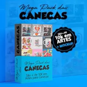 Imagem de capa para o Ebook MEGA PACK  DAS CANECAS + DE 10k EM ARTES + MOCKUP