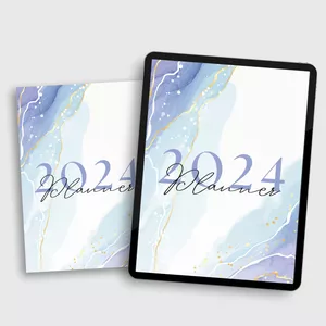 Imagem de capa para o Ebook Planner Anual para Mulheres | Azul e Dourado