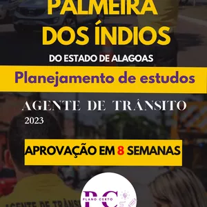 Imagem de capa para o Ebook AGENTE DE TRÂNSITO-PALMEIRA DOS ÍNDIOS -Planejamento de estudos  + 3 BÕNUS