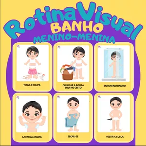 Imagem de capa para o Ebook Rotina Visual BANHO Menina/Menino