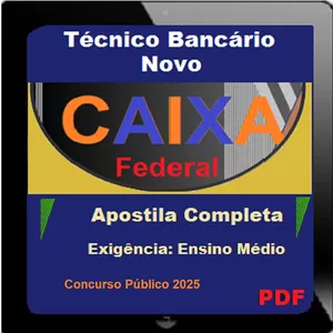 Imagem de capa para o Ebook CAIXA - Técnico Bancário Novo - Apostila Completa em PDF - 2025
