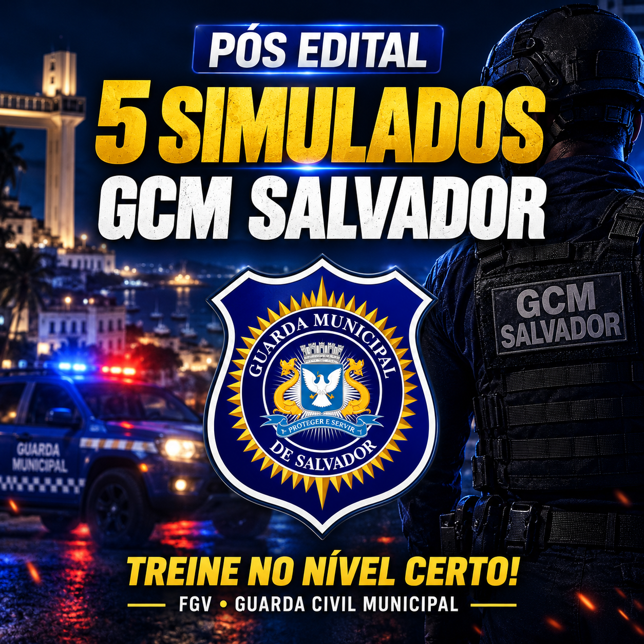 Imagem do curso 5 Simulados GCM Salvador 2026 – Pós-Edital FGV