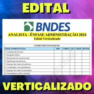 Imagem de capa para o Ebook BNDES - ANALISTA - ÊNFASE ADMINISTRAÇÃO  2024 - Edital Verticalizado