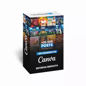 Imagem de capa para o Ebook Super Pack Canva + de 80 segmentos + de 20.000 posts prontos