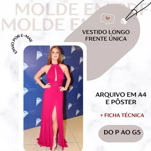 Imagem de capa para o Ebook Vestido Longo Frente Única - Molde em PDF