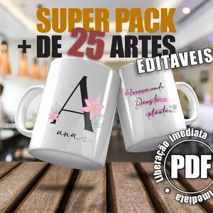 Imagem de capa para o Ebook Super Pack de 26 Artes Personalizáveis para Canecas – Iniciais de Nomes