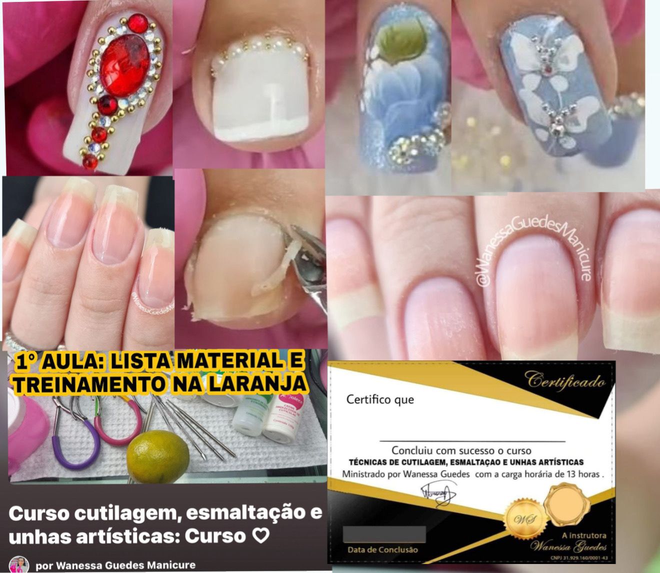 Imagem de Cutilagem,esmaltaçãoe unhas artisticas -CURSOeCertificado criado por Wanessa Guedes Cursos De Unhas  na hotmart