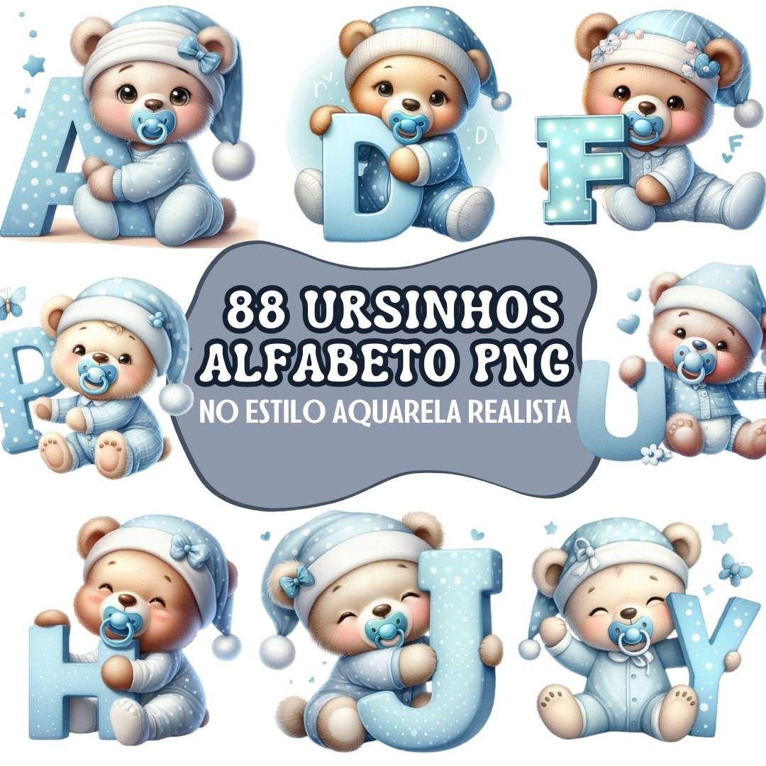Imagem do curso Pack Ursinhos Alfabeto PNG