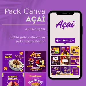 Imagem de capa para o Curso online Pack Canva Açaí