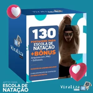Imagem de capa para o Curso online Pack com 130 Artes de Redes Sociais para Escola de Natação