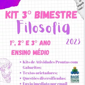 Imagem de capa para o Ebook KIT DE ATIVIDADES DE FILOSOFIA  3° BIMESTRE- 1º, 2º e 3º ANO ENSINO MÉDIO