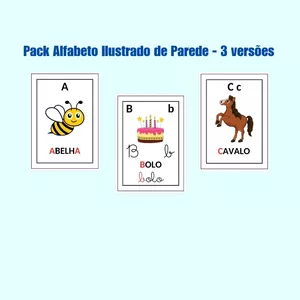 Imagem de capa para o Ebook PACK ALFABETO ILUSTRADO DE PAREDE 3 VERSÕES (A4)