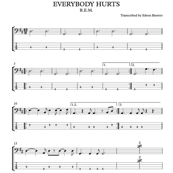 Everybody Hurts R E M Bass Score Tab Lesson Edson Renato Vitti Barreto Learn A New Skill Images Icons Pictures Hotmart