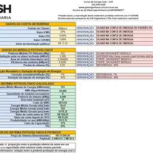 Imagem de capa para o Curso online Planilha de cálculos automática de Energia Solar Grupo B - Eng. Gabriel Shayeb - atualizada LEI 14.300/2022 E REN 1.059/2023