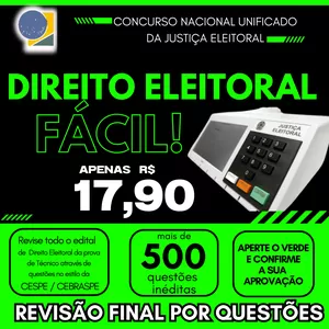 Imagem de capa para o Ebook Direito Eleitoral Fácil - Revisão Final por Questões