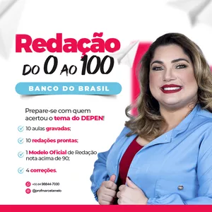 Imagem de Redação Modelo para aprovação do Banco do Brasil - curso e correção. criado por Central de Correção Marcela Melo na hotmart