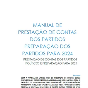 Imagem de capa para o Ebook MANUAL DE PRESTAÇÃO DE CONTAS DOS PARTIDOS PREPARAÇÃO DOS PARTIDOS PARA 2024
