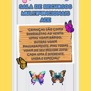Imagem de capa para o Ebook  Painel de porta  Sala de Recursos 🚪🩷💛🌈
