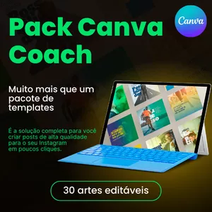 Imagem de capa para o Curso online Pack Coach – Com 30 Posts editáveis no Canva