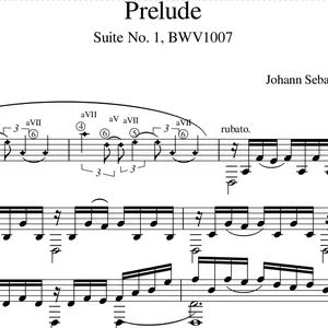 Imagem de capa para o Ebook Partitura musical - arranjo do preludio de Johann Sebastian Bach (J. S. Bach)