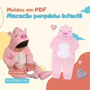 Imagem de capa para o Ebook Molde macacão porquinho infantil 