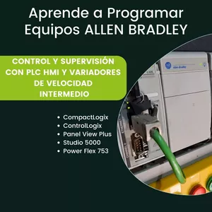 Imagen de portada para Curso online Control y Supervisión de Procesos con PLC + HMI + Variadores de Velocidad Allen Bradley Nivel Intermedio