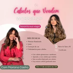 Imagem de capa para o Evento presencial Workshop Cabelos que Vendem por Mariana Castro