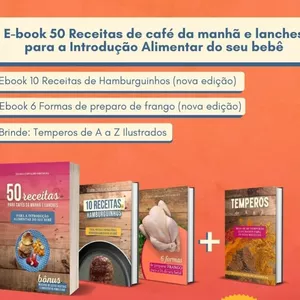 Imagem do curso KIT COMPLETO  + bônus : 50 receitas café da manhã e lanches + 10 receitas hamburguinho + 6 formas preparo de frango + bônus temperos