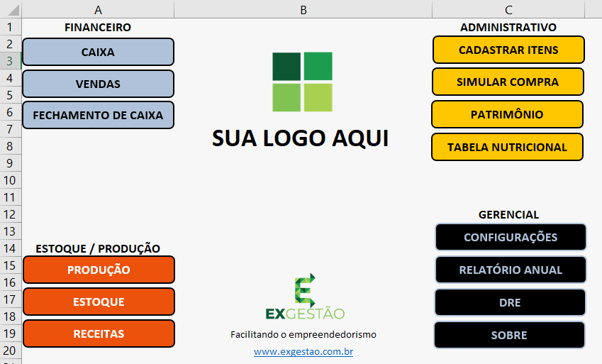 Imagem de Planilha - Gestão para indústria, fábricas ou produtores criado por ExGestão na hotmart