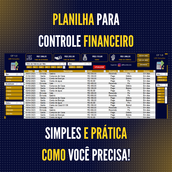 Imagem do curso Planilha de controle financeiro - CF 1.0 
