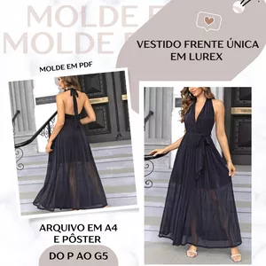 Imagem de capa para o Ebook Vestido Frente Única em Lurex - Molde em PDF