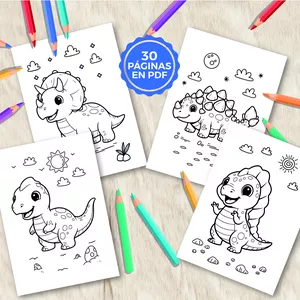 Imagen de portada para Ebook PDF Libro para colorear de una "Aventura Jurásica: Mi Primer Libro de Dinosaurios"