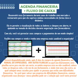 Organize suas  finanças e Salve sua empresa!  - Adquira agora nossa planilha de Agenda Financeira com Fluxo de Caixa Automático