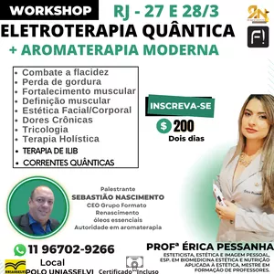 Imagem de capa para o Evento presencial PRESENCIAL 27 E 28/03 MACAÉ - ELETROTERAPIA QUÂNTICA + AROMATERAPIA MODERNA