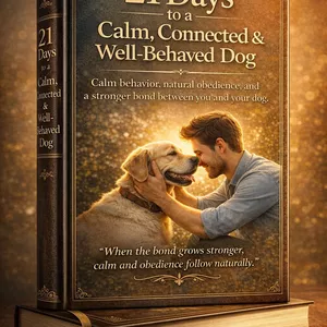 Cover image for Ebook 21 Days to a Calm, Connected &amp; Well-Behaved Dog Calm behavior, natural obedience, and a stronger bond between you and your dog.