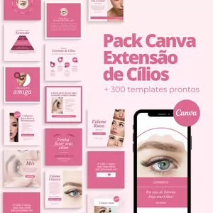Imagem de capa para o Curso online Pack Canva Extensão de Cílios