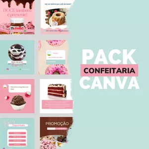 Imagem de capa para o Curso online Pack Canva Confeitaria