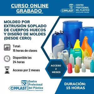 Imagen de portada para Curso online Curso Online Grabado: Moldeo por Extrusión Soplado de Cuerpos Huecos y Diseño de Moldes (Desde Cero)