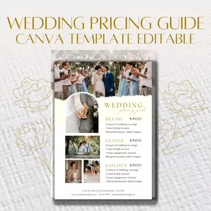 Cover image for Online course Wedding Photography Pricing Template | Wedding Pricing Guide List | Photographer Price Guide | Canva Template