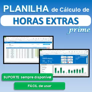 Imagem de capa para o Ebook Planilha de Cálculo de HORAS EXTRAS Prime 