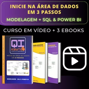 Imagem de capa para o Curso online Vídeos - Inicie na área de dados em 3 passos - MODELAGEM DE DADOS + SQL + POWER BI