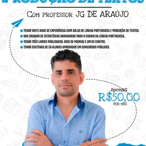 Imagem de capa para o Curso online CURSO DE PORTUGUÊS E REDAÇÃO COM PROF. JG DE ARAÚJO