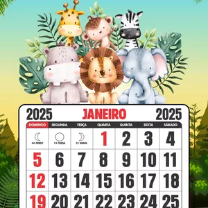 Imagem de capa para o Ebook 🗓️  CALENDÁRIO 2025 - SAFARI 🦁🦓