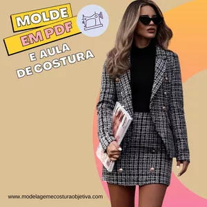 Imagem de capa para o Curso online VS MOLDE EM PDF - CONJUNTO BLAZER COM MANGA ALFAIATE E SAIA CURTA ( COM AULA DE COSTURA E MODELAGEM)