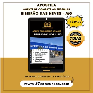 Imagem de capa para o Ebook Apostila Agente de Combate às Endemias de Ribeirão das Neves