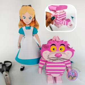 Imagem de capa para o Ebook Alice e o Gato Risonho (Pais das Maravilhas) - Boneco de papel papertoy