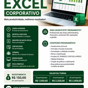 Imagem do curso TREINAMENTO DE EXCEL CORPORATIVO – NDashes
